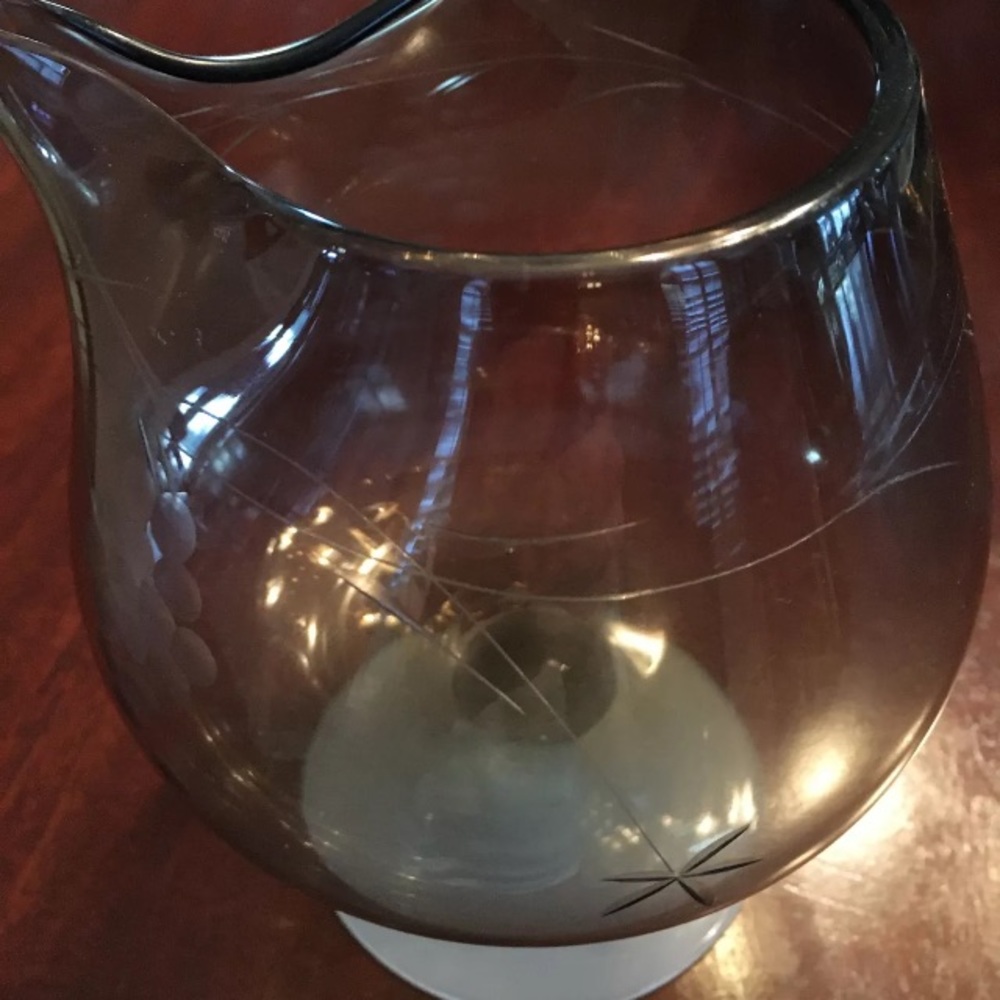 National Potteries Grey Brandy Glass w/White Stem